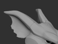 3D rendered image of a pair of swift beaked wyvern or dragon TPU ears for fursuit, cosplay or mask, showing the shape and fit on fursuit base.