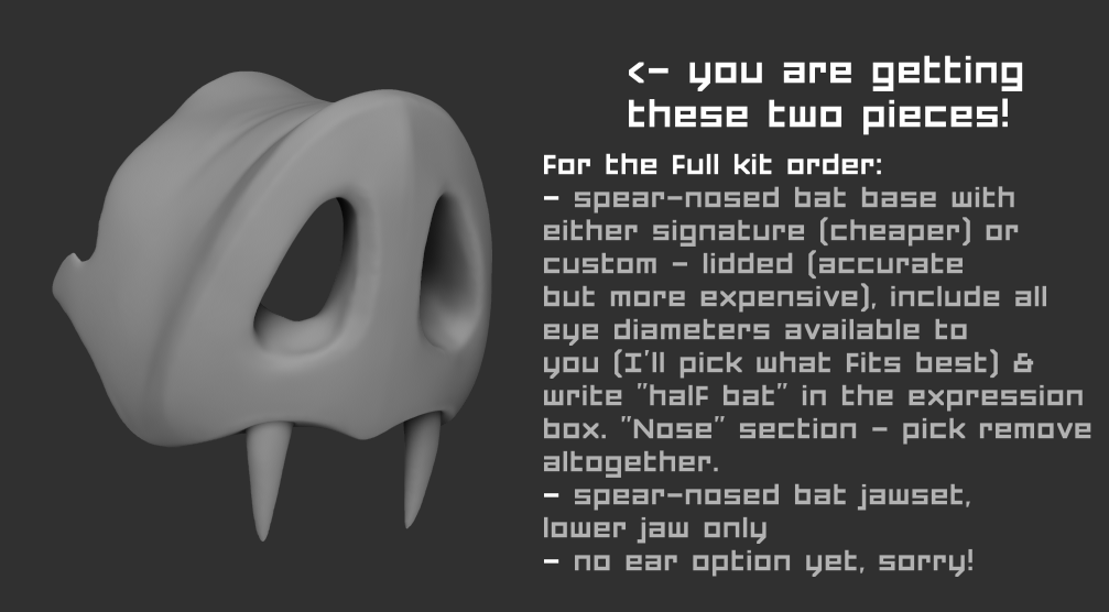 Half-bat spear-nosed bat nose and fang kit - Sonar inspired